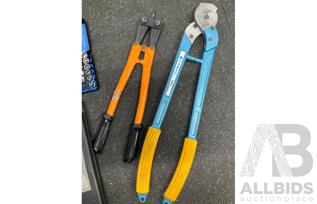 KINCROME Socket Set, CRAFTRIGHT Socket Set, Bolt Cutter and CABAC KME-2 Cable Cutter - Lot of 4