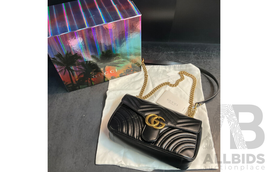 Ladies Black Crossbody Bag Branded Gucci 