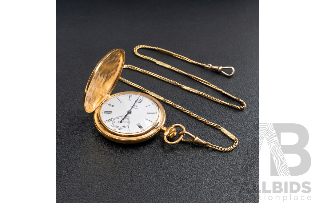 Adina 17 Jewels Incabloc Swiss Made 45mm Pocket Watch with Fob Chain