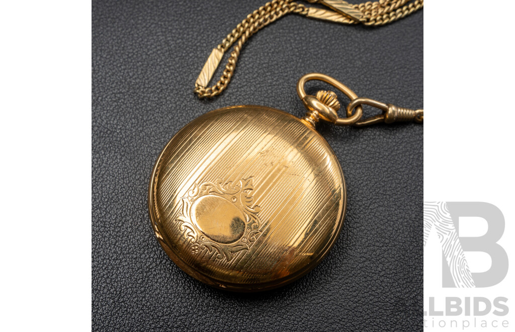 Adina 17 Jewels Incabloc Swiss Made 45mm Pocket Watch with Fob Chain
