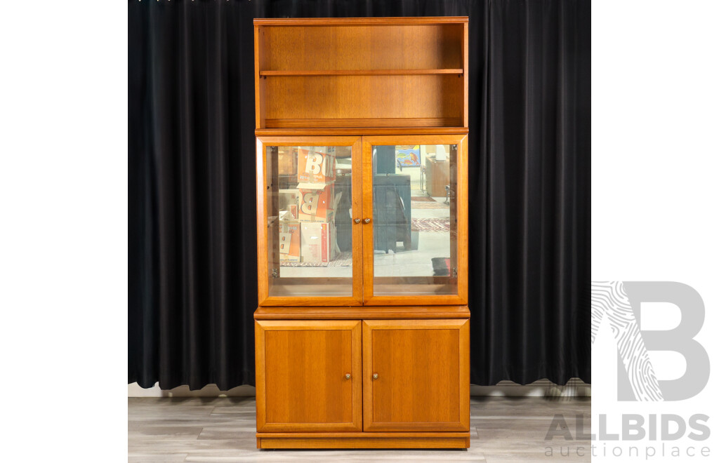 Modern Timber Wall Unit with Glass Front