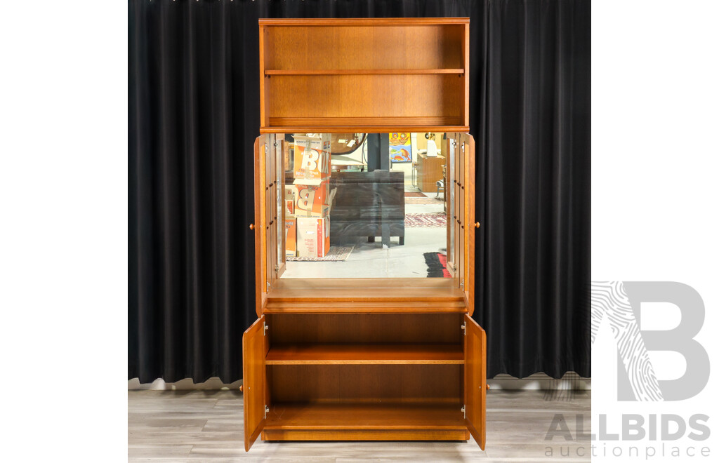 Modern Timber Wall Unit with Glass Front