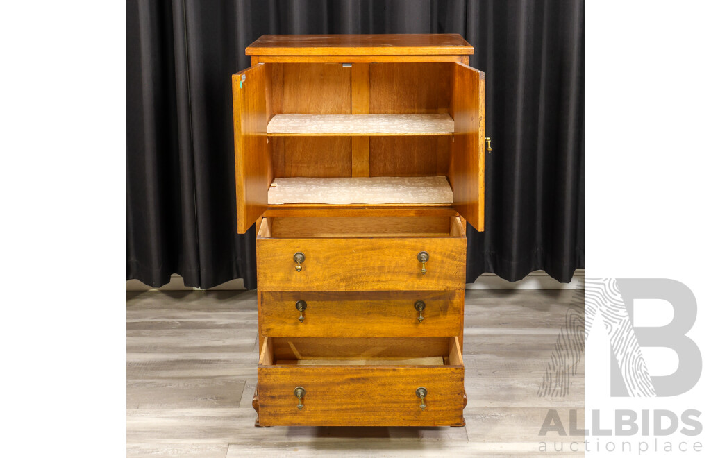 Lated Edwardian Three Drawer Cabinet with Inlaided Doors