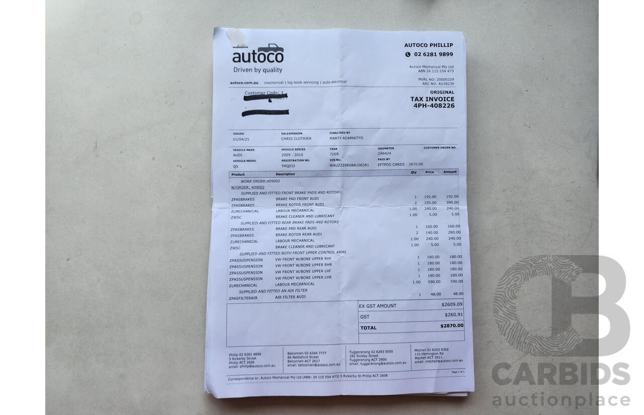 6/2011 Audi Q5 2.0 TDI Quattro 8R MY12 4d Wagon White 2.0L