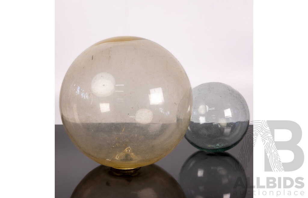 Pair of Graduated Japanese Glass Fishing Floats