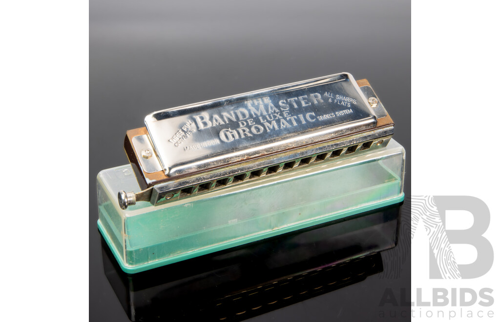 Vintage Cased Band Master De Lux Chromatic Harmonica