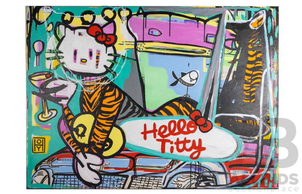 Hoysie Hoy, (20th Century, Australian), Hello Titty, Original Oil on Canvas, 120 x 165 cm