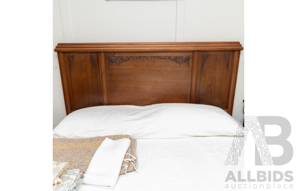 Art Deco Oak Queen Size Bed