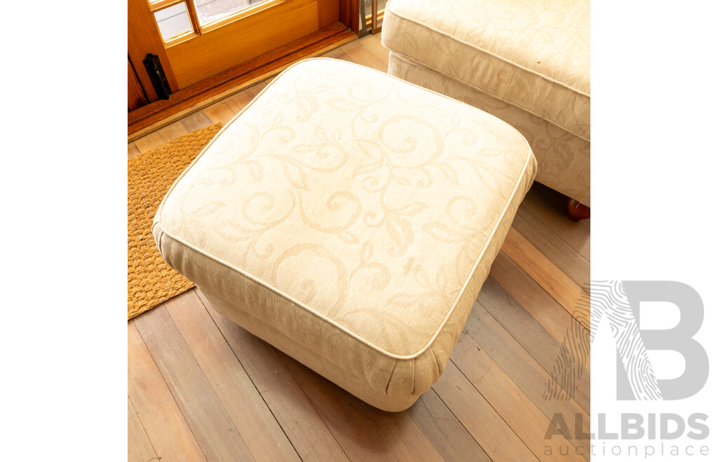 Modern Fabric Wing Back Armchair and Ottoman by Steinhoff Pacific