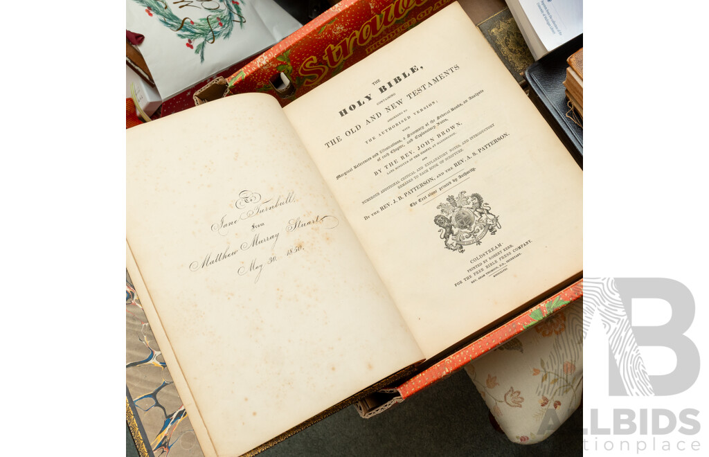 Collection of Antique Coldstream Bibles Including the Holy Bible, Old and New Testaments, 1848 That Was Presented to Jane Turnbull (direct Descendant of Malcolm Turnbull), 1850