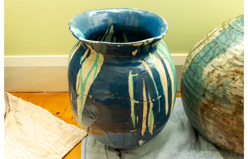 Pair of Wonderful Ceramic Glazed Vases, Approx 38 Cm Largest Height (2)