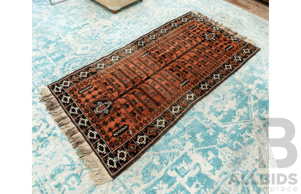Vintage Persian Baluchi Vegetable Dye Floor Rug