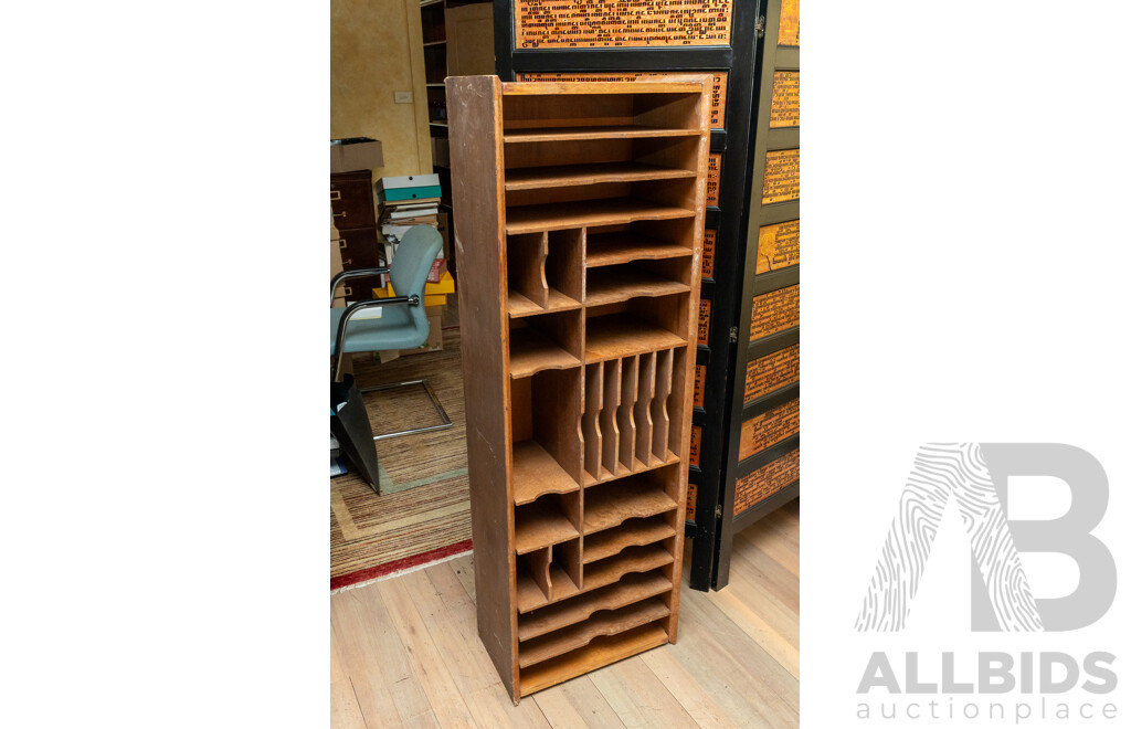 Early Hardwood Industrial Pigeonhole Unit
