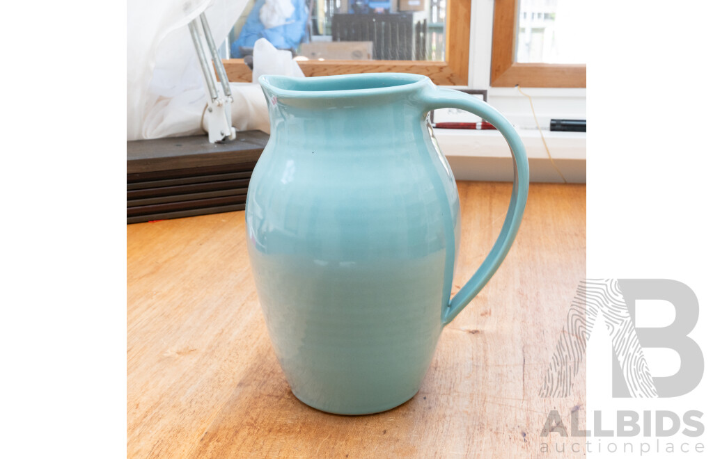Blue Glaze Single Handles Pitcher by Bisonware