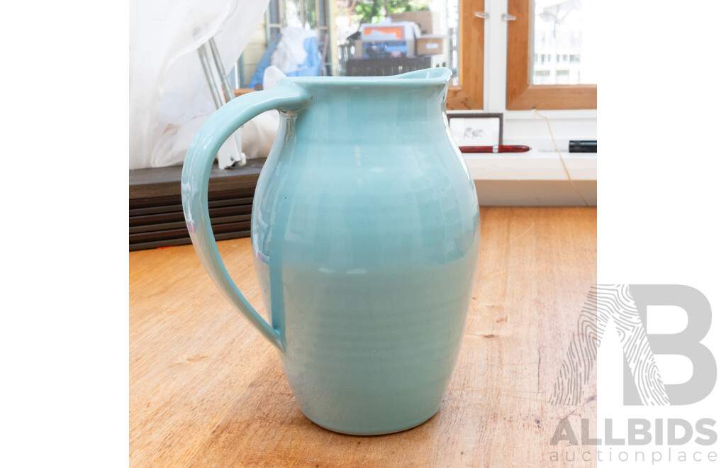 Blue Glaze Single Handles Pitcher by Bisonware