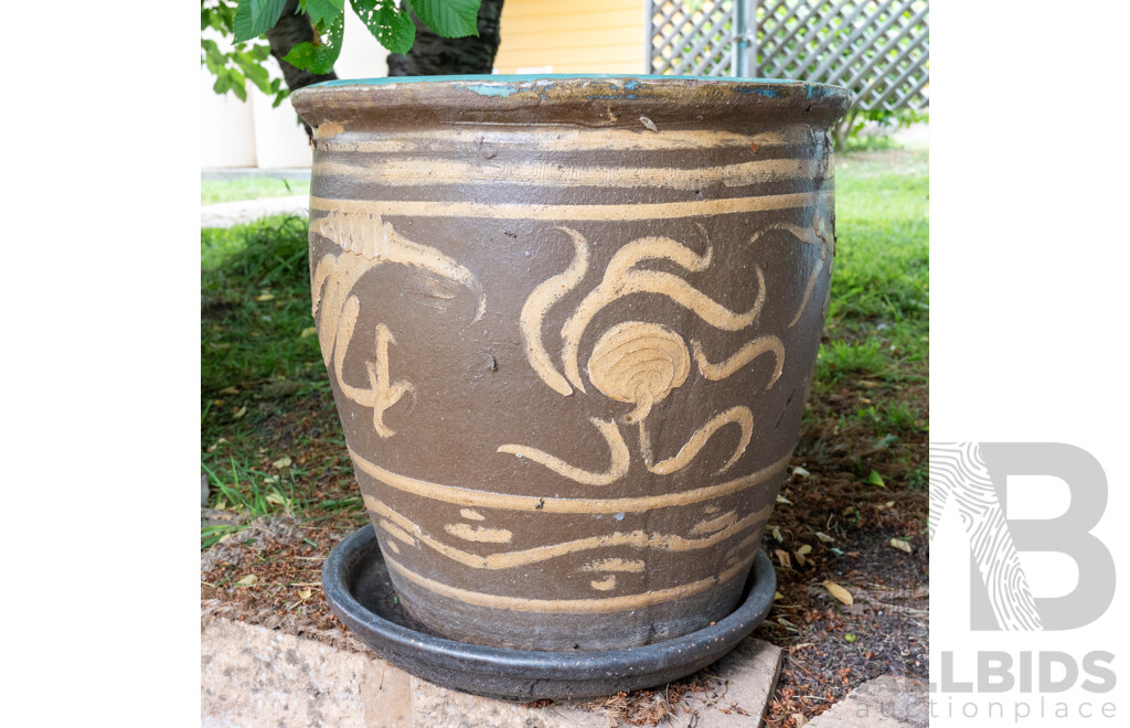 Vintage Chinese Salt Glazed Dragon Planter