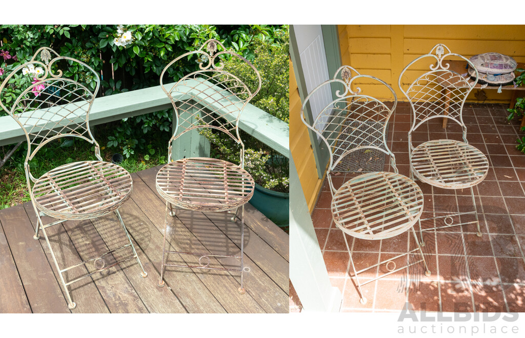 Set of Four Metal Folding Garden Chairs