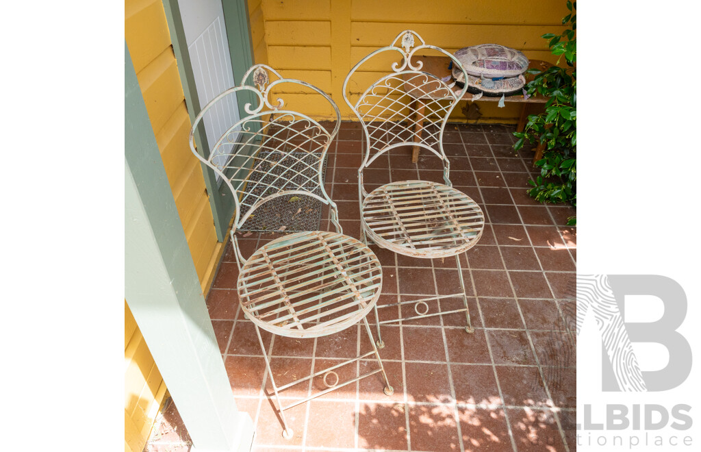 Set of Four Metal Folding Garden Chairs