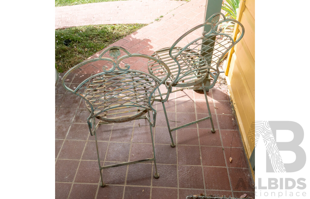 Set of Four Metal Folding Garden Chairs
