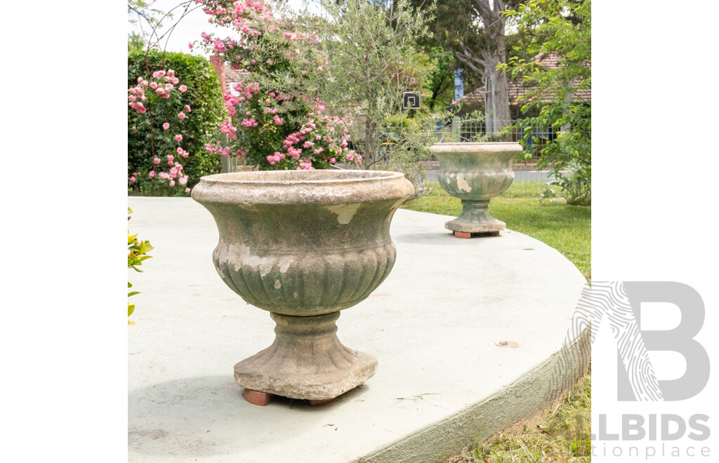 Pair of Cast Concrete Urn Form Planters