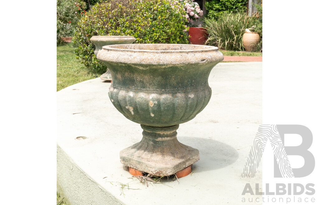 Pair of Cast Concrete Urn Form Planters