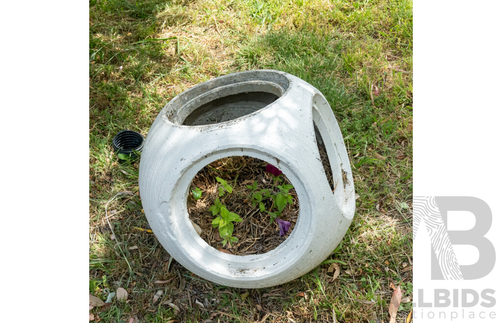 Pair of Cast Concrete Mid Century Painted Planters
