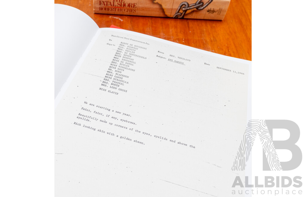 Diana Vreeland, (20th Century, American, 1903-1989)Visionaire 37 - Vreeland Memos, Limited Edition Volume, 23 x 30 cm (approx dimensions)