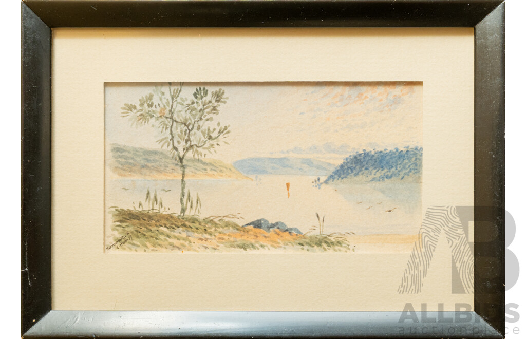 C. Wenn? (Date Unknown, Australian), Paramatta River, Dawes Point & Blue Mtns (c1877), Lovely Trio of Antique Watercolours, 12 x 17 cm (frames approx) (3)