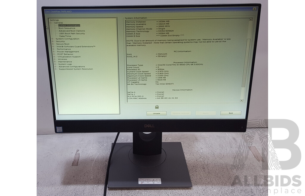 Dell OptiPlex 7470 AIO Intel Core i5 (9500) 3.00GHz-4.40GHz 6-Core CPU 23.8-Inch Touchscreen All-in-One Computer