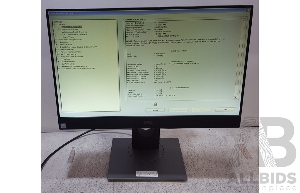 Dell OptiPlex 7470 AIO Intel Core i5 (9500) 3.00GHz-4.40GHz 6-Core CPU 23.8-Inch Touchscreen All-in-One Computer