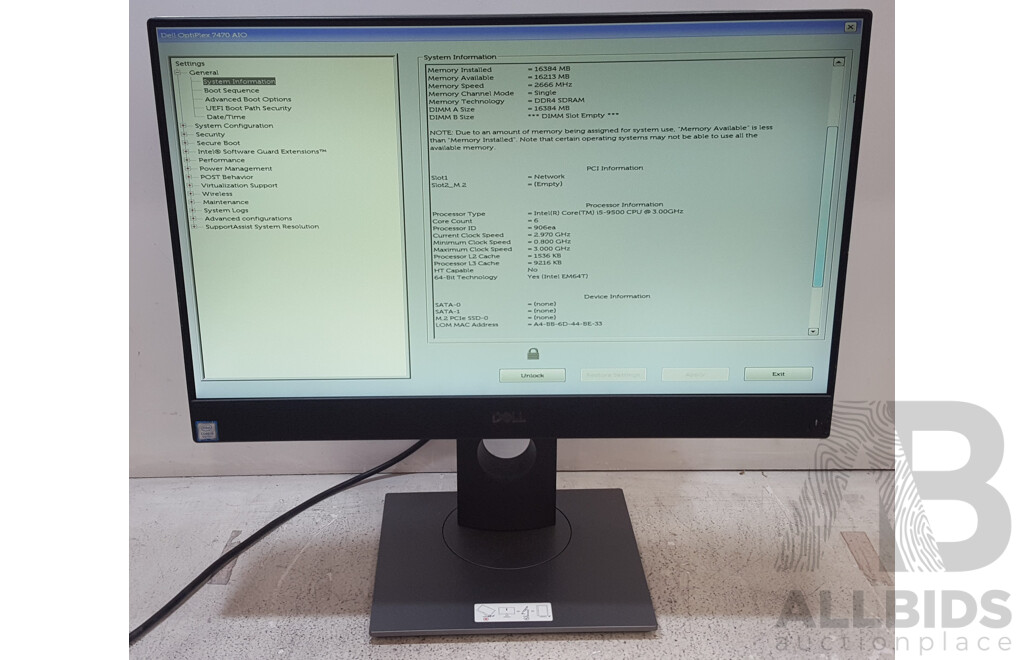 Dell OptiPlex 7470 AIO Intel Core i5 (9500) 3.00GHz-4.40GHz 6-Core CPU 23.8-Inch Touchscreen All-in-One Computer