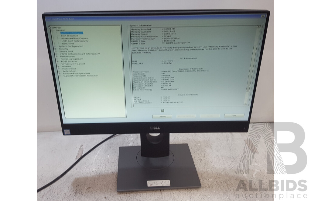 Dell OptiPlex 7470 AIO Intel Core i5 (9500) 3.00GHz-4.40GHz 6-Core CPU 23.8-Inch Touchscreen All-in-One Computer