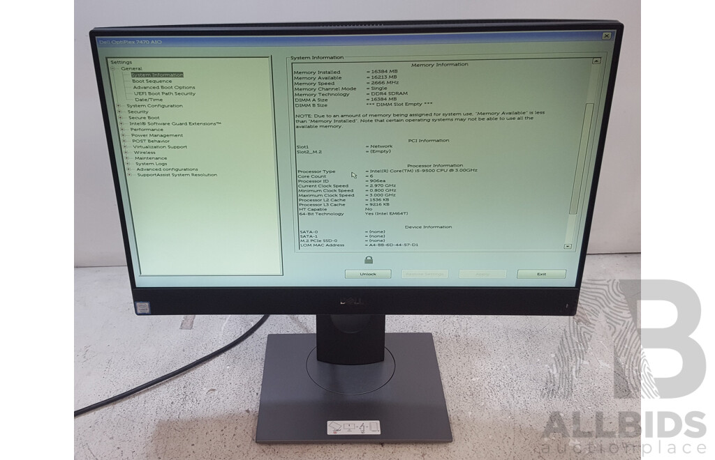 Dell OptiPlex 7470 AIO Intel Core i5 (9500) 3.00GHz-4.40GHz 6-Core CPU 23.8-Inch Touchscreen All-in-One Computer
