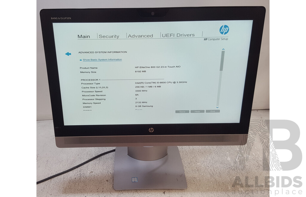 HP EliteOne 800 G2 Intel Core i5 (6600) 3.30GHz-3.90GHz 4-Core CPU 23-Inch Touchscreen All-in-One Computer