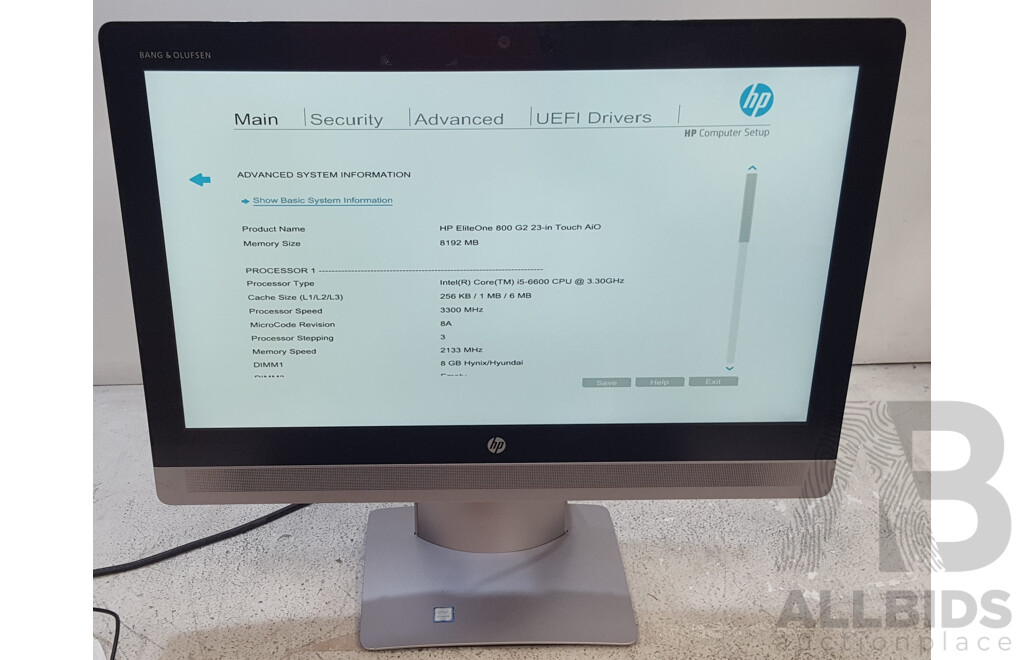 HP EliteOne 800 G2 Intel Core i5 (6600) 3.30GHz-3.90GHz 4-Core CPU 23-Inch Touchscreen All-in-One Computer