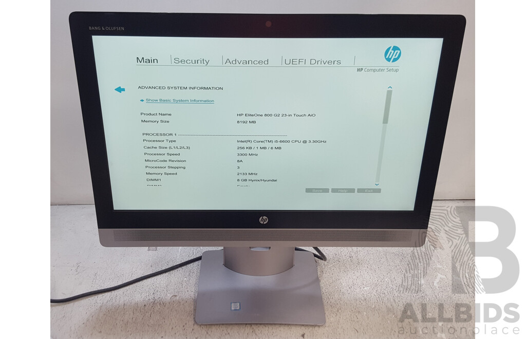 HP EliteOne 800 G2 Intel Core i5 (6600) 3.30GHz-3.90GHz 4-Core CPU 23-Inch Touchscreen All-in-One Computer