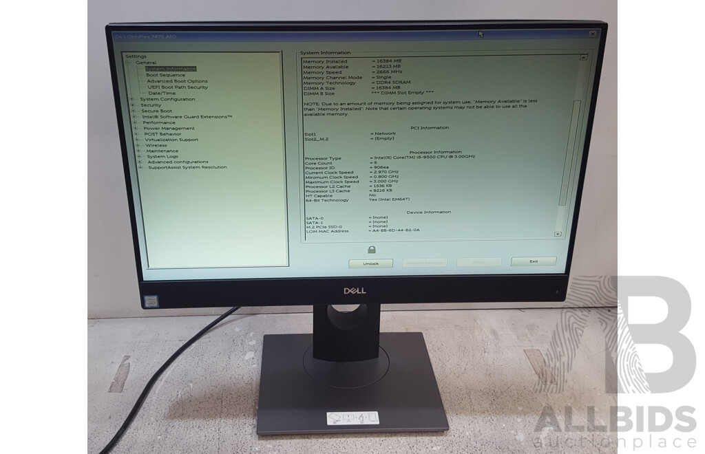 Dell OptiPlex 7470 AIO Intel Core i5 (9500) 3.00GHz-4.40GHz 6-Core CPU 23.8-Inch Touchscreen All-in-One Computer