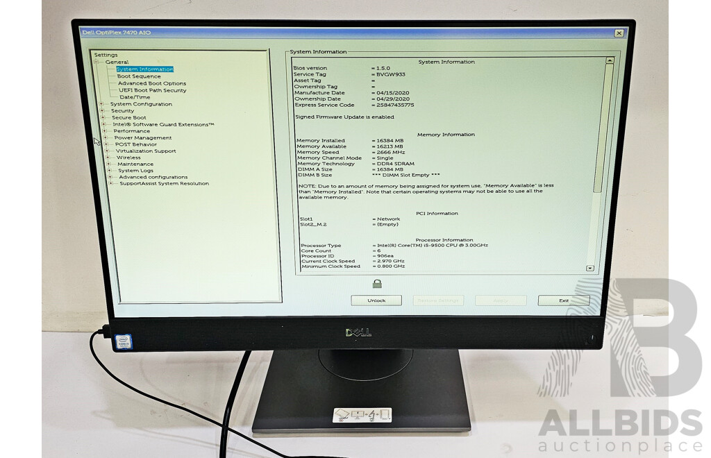 Dell OptiPlex 7470 AIO Intel Core i5 (9500) 3.00GHz-4.40GHz 6-Core CPU 23.8-Inch Touchscreen All-in-One Computer
