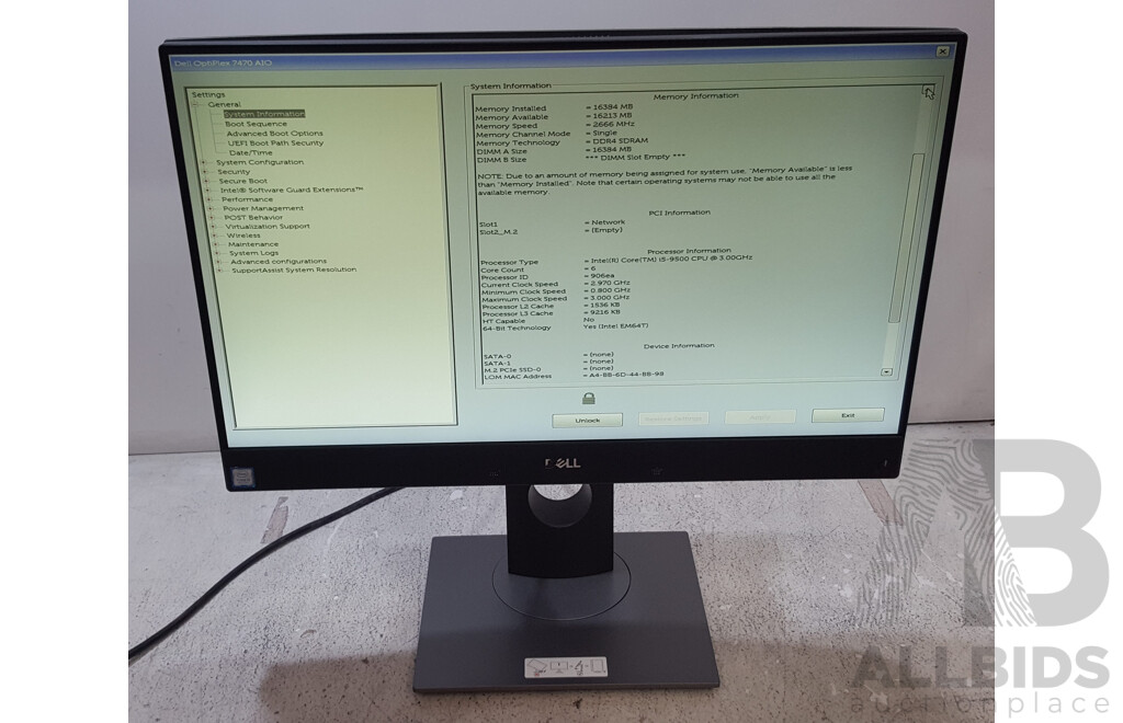 Dell OptiPlex 7470 AIO Intel Core i5 (9500) 3.00GHz-4.40GHz 6-Core CPU 23.8-Inch Touchscreen All-in-One Computer