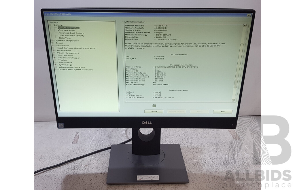 Dell OptiPlex 7470 AIO Intel Core i5 (9500) 3.00GHz-4.40GHz 6-Core CPU 23.8-Inch Touchscreen All-in-One Computer