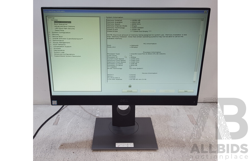 Dell OptiPlex 7470 AIO Intel Core i5 (9500) 3.00GHz-4.40GHz 6-Core CPU 23.8-Inch Touchscreen All-in-One Computer