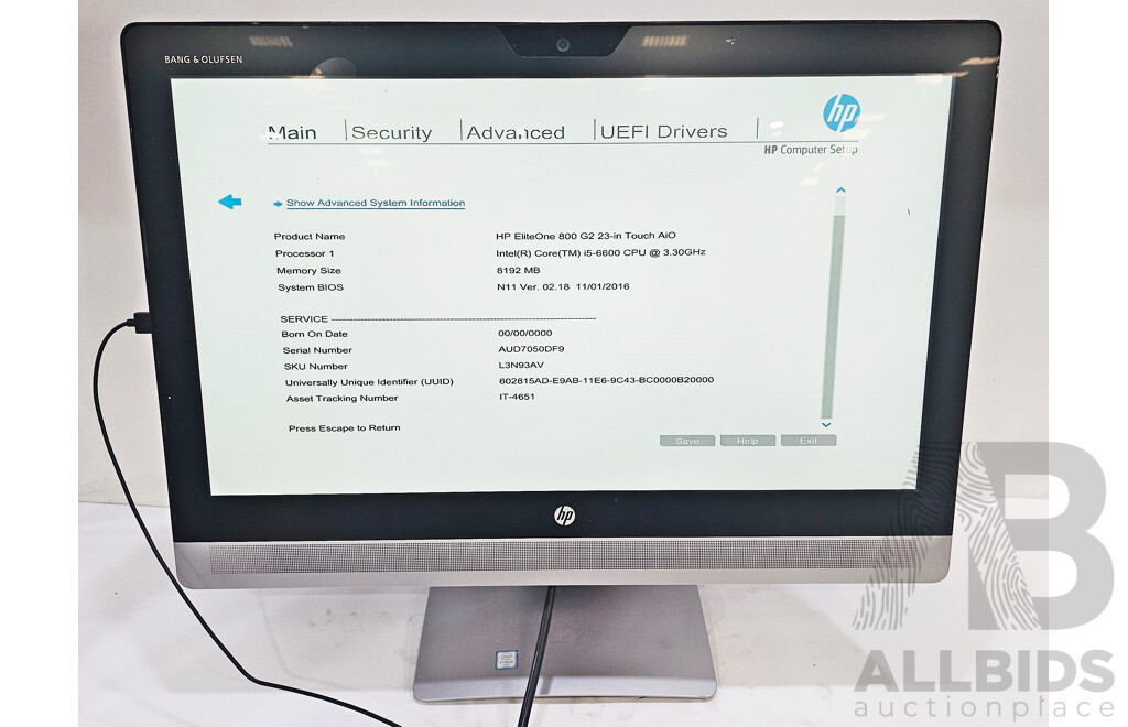 HP EliteOne 800 G2 Intel Core i5 (6600) 3.30GHz-3.90GHz 4-Core CPU 23-Inch Touchscreen All-in-One Computer