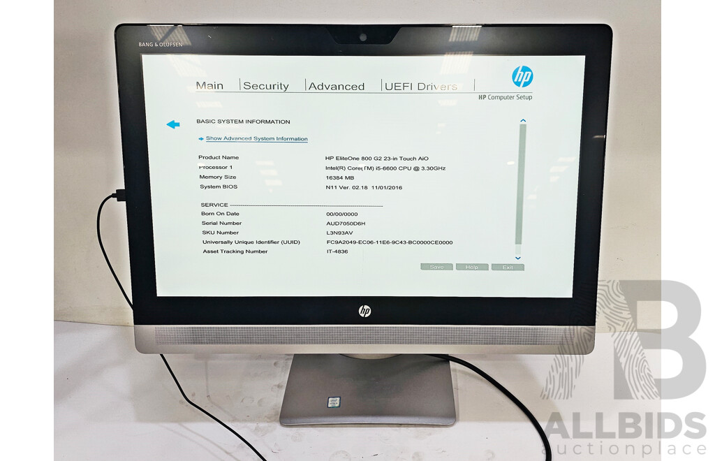 HP EliteOne 800 G2 Intel Core i5 (6600) 3.30GHz-3.90GHz 4-Core CPU 23-Inch Touchscreen All-in-One Computer