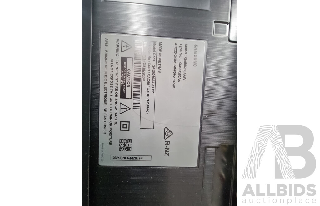 Samsung (QA55Q60AAW) 55-Inch Q60A QLED 4K Smart TV on Mobile Trolley