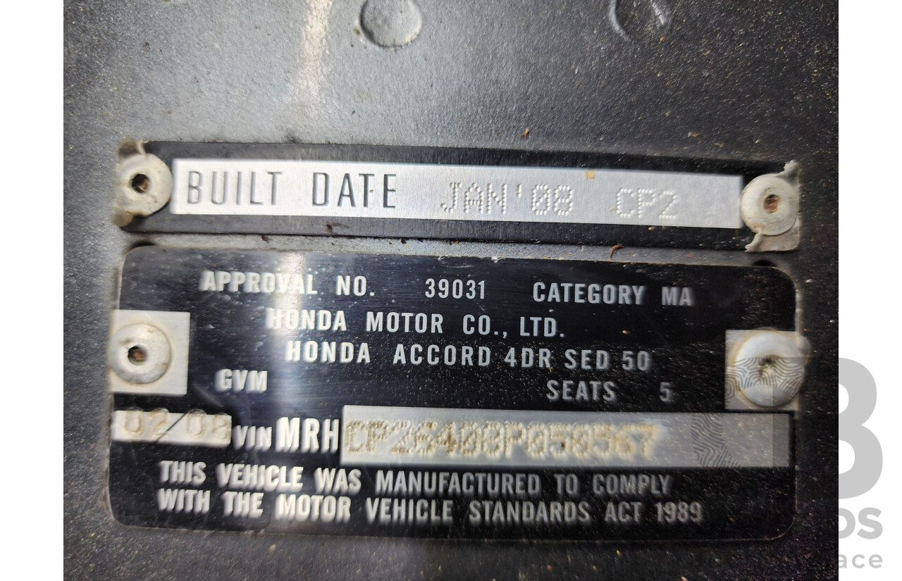 2/2008 Honda Accord VTi Luxury 50 4d Sedan Grey 2.4L