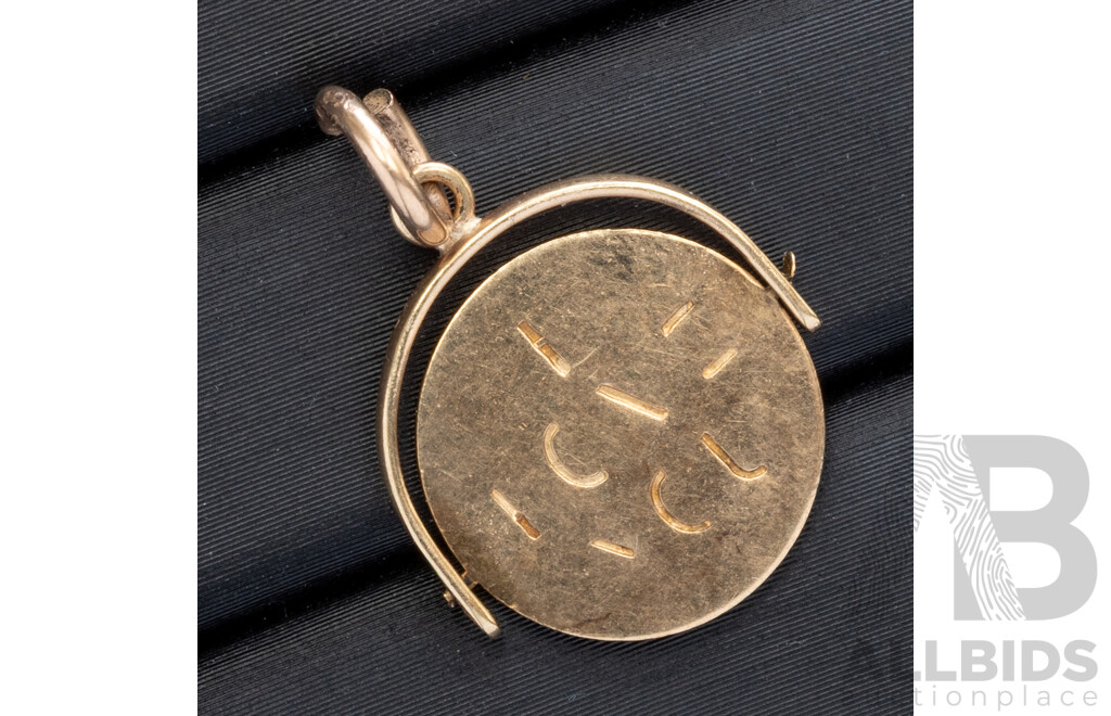 9ct Vintage 'I Love You' Spinner Charm, 22mm Long, 1.06 Grams