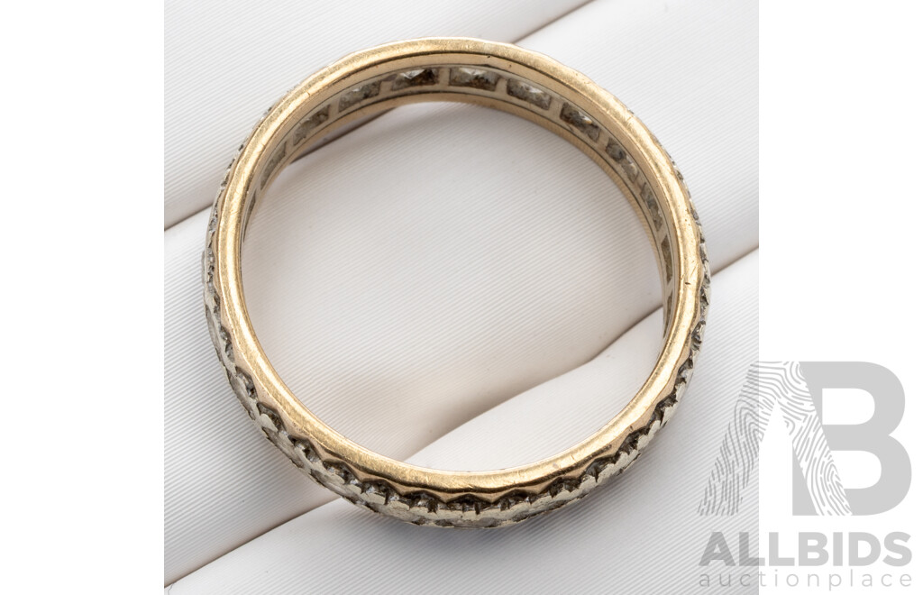 Vintage 8ct/sterling Silver White Topaz Full Hoop Ring, Size Q, 4.19 Grams