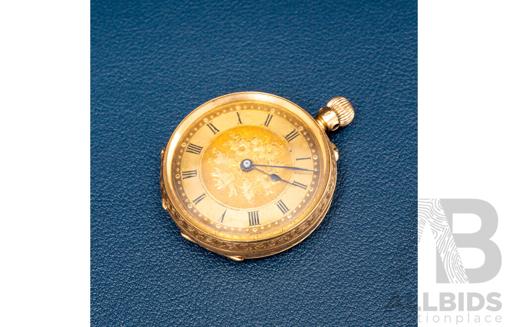 Antique 14k Ladies Open Face Pocket/fob Watch, C.1900, 35mm, 38.33 Grams