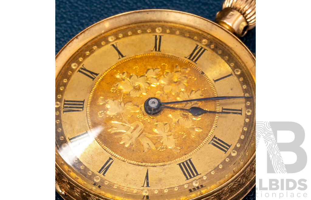 Antique 14k Ladies Open Face Pocket/fob Watch, C.1900, 35mm, 38.33 Grams