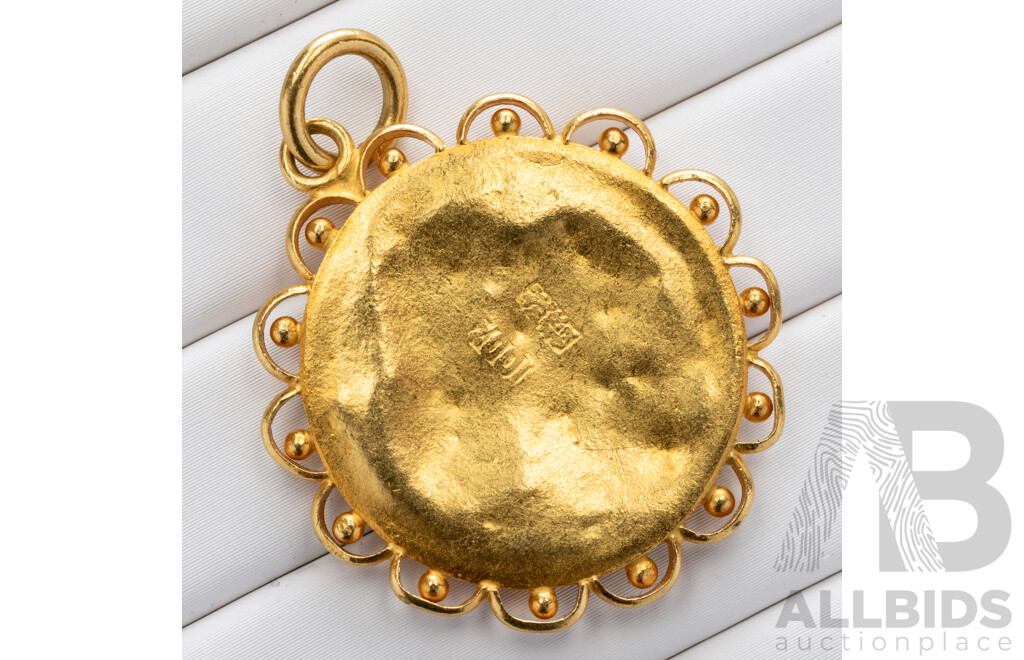 22ct Gold Ganesha Medallion Pendant, 30mm, 7.44 Grams
